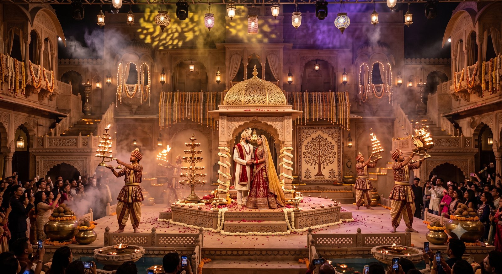 Synchronized Aarti Lamps at Destination Ceremony